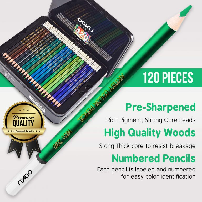 OOKU Professional Colored Pencils 120 Pc Studio Grade