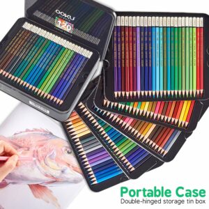 OOKU Professional Colored Pencils 120 Pc Studio Grade Artist Color Pencil Set - Vibrant Rich Pigments | Strong Core, 0.3cm Thick Lead Breakage Resist - Adult Coloring Layering, Blending, Shading