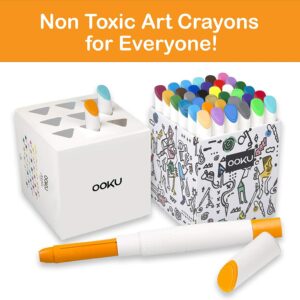 OOKU Washable Crayons Watercolor Set for Kids/Toddler/Adults -Non-Toxic & No Mess Coloring Gel Crayons | Twistable, Retractable Color Crayons, Oil Pastels, Watercolor Painting Art Supplies