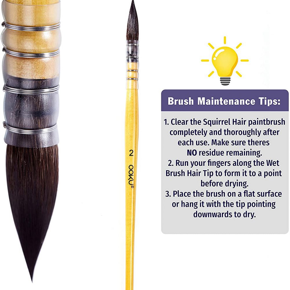 OOKU Professional Quill Brush Real Squirrel Hair Blend Watercolor Brush for Consistent Flow