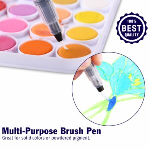 OOKU Watercolor Brush Pens - Set of 7 Multi-Purpose Watercolor Pens Refillable, Artist Grade Watercolor Brushes for Water Color Painting, Lettering | Art Watercolor Paint Brushes for Kids Adults