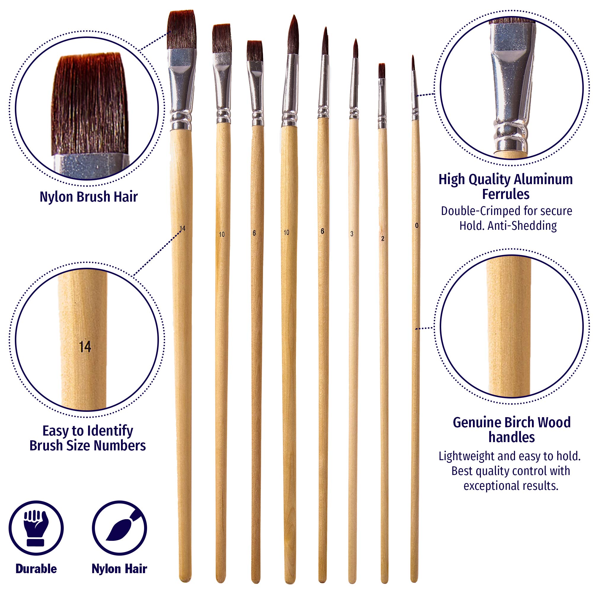 OOKU Professional Quill Brushes Watercolor Set - 10 Pc Real