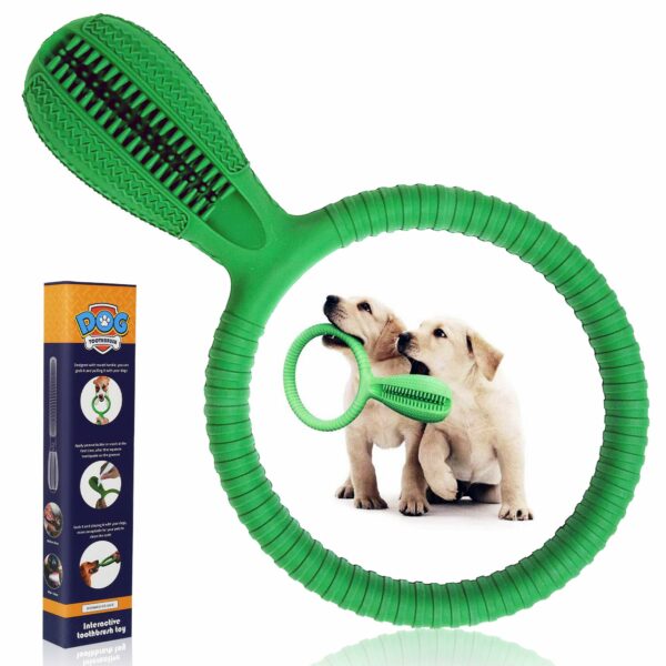 OOKU Dog Toothbrush Chew Toy - Natural | Non-Toxic | Durable Rubber Dog Treats for Peanut Butter Snack Teeth Cleaning | Dental Care Tooth Cleaner for Medium Large Dogs 15-55 Pounds | Bite Resistant